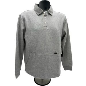 New Men's RVCA grey thick collar shirt‎ with kangaroo pocket. Size Small.